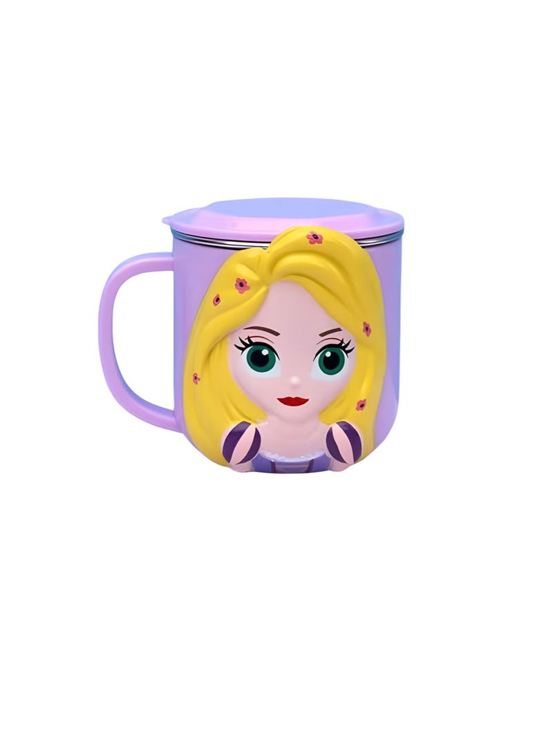 Disney Kids Stainless Steel Drinking Mug with Lid – Cartoon Design | Double Wall Insulated Cup for Hot & Cold Drinks | Leak-Resistant, Safe & Durable Children Mug (Belle) - Image 1